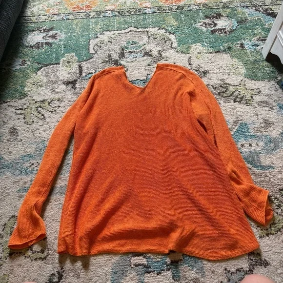 Orange Vince Desinger Knit V-Neck Sweater - Picture 7 of 7